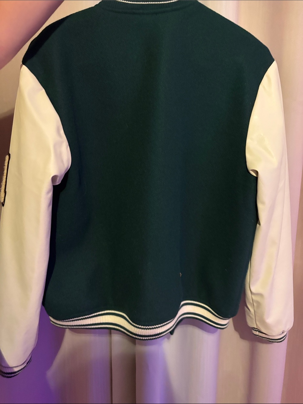 H&M Dark Green and White Varsity Bomber Jacket - Picture 2 of 3